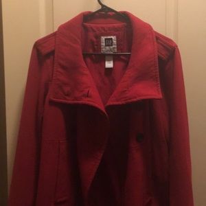 Red old Navy funnel neck military style peacoat